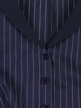Load image into Gallery viewer, Vintage 1950s Navy Pinstripe Shirt Swing Dress