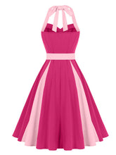 Load image into Gallery viewer, Barbiecore Pink Two-Tone 1950s Sweetheart Halter Neck Swing Dress