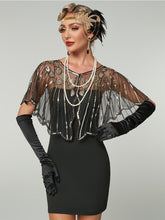 Load image into Gallery viewer, Women's 1920s Sequined Flapper Cape Gatsby Costume Mesh Shawl Wraps for Evening Dress