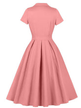 Load image into Gallery viewer, 1950s Teal Blue Retro Double Breasted Lapel Collar Swing Dress