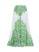 Load image into Gallery viewer, 2PS Green Long Sleeve Baroque Swimsuit with Maxi Skirt Set