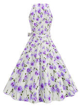 Load image into Gallery viewer, Floral Sleeveless Halter Neck 50S Swing Christmas Dress
