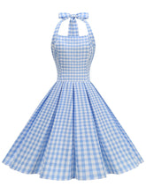 Load image into Gallery viewer, Red Plaid Halter Neck Vintage Dress