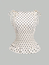 Load image into Gallery viewer, Vintage Polka Dot Satin Top with Bow Detail