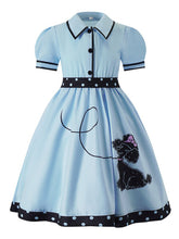 Load image into Gallery viewer, Kids Little Girls' Dress Vintage 1950s Style Poodle Retro Mint &amp; Pink Rockabilly Swing Skirt Dress
