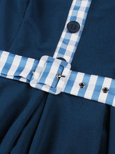 Load image into Gallery viewer, 1950s Blue Peter Pan Collar with Bow Swing Dress