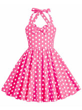 Load image into Gallery viewer, Kids Little Girls' Dress Bow Halter Polka Dots Sleeveless Cotton 1950S Vintage Dress