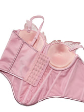 Load image into Gallery viewer, Pink Pearl Beaded Corset Top - Sequined Embroidery Spaghetti Strap Bustier