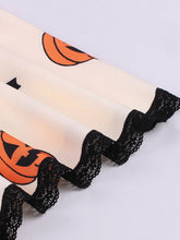 Load image into Gallery viewer, 1950s Orange Square Neck Short Sleeve Halloween Pumpkin Print Vintage Swing Dress with Headband