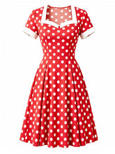 Load image into Gallery viewer, 1950s Vintage Red Polka Dot Sweetheart Swing Dress