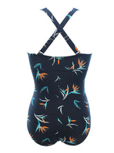 Load image into Gallery viewer, Women's One Piece Swimsuit Retro Floral Bathing Suit V Neck Ruched Tummy Control Monokini