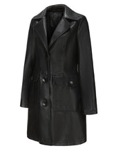 Load image into Gallery viewer, Vintage 90s Women's Burgundy Red Faux Leather Trench Long Pu Coat with Pockets