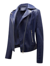 Load image into Gallery viewer, Women's Yellow PU Leather Motorcycle Coat with Zipper Pockets Moto Biker Jacket
