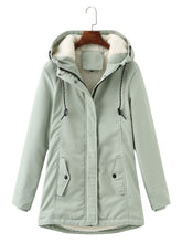 Load image into Gallery viewer, Women's Navy Blue Fleece Lined Hooded Parka Jacket and Warm Winter Coat Heavyweight Windbreaker with Pockets