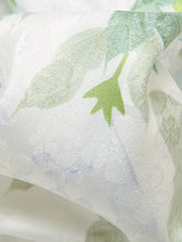 Load image into Gallery viewer, White Satin Green Leaves Flying Sleeves Print Vintage Dress