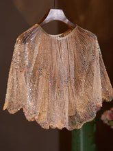 Load image into Gallery viewer, 1920s Flapper Cape Great Gatsby Costume Sequined Shawl Glitter Shrug Evening Wedding Dress Wrap Cloak Women
