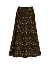 Load image into Gallery viewer, Yellow Eyelet Cutout One-Piece Swimsuit with  High-Waisted Maxi Skirt 2-Piece Set