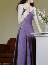 Load image into Gallery viewer, 2 Piece Sequin Slip Dress in Purple With White Sweater Set