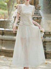 Load image into Gallery viewer, Cream Vintage Victorian Lace Maxi Dress