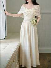 Load image into Gallery viewer, White Off Shoulder Sweetheart Vintage Wedding Maxi Dress