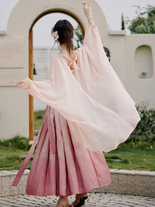 Pink Floral Tube Top and Horse-face Skirt 1950s Cardigan Suit
