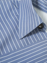 Load image into Gallery viewer, 2PS Blue Stripe Turn Down Collar Top And Swing Skirt Dress Suit