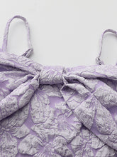 Load image into Gallery viewer, Baby Blue Off Shoulder Oversized Bow Soft Jacquard Maxi Gown with Sheer Mesh Sleeves