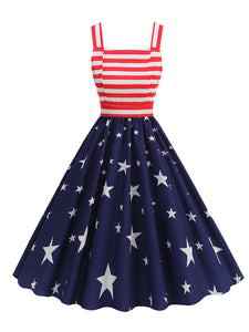 American Flag Stars Stripes Strap 1950S Vintage Dress
