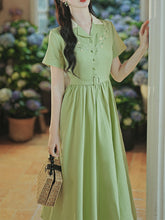 Load image into Gallery viewer, Green Plaid Short Sleeve 1950S Vintage Shirt Dress