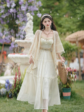Load image into Gallery viewer, White Bohemian Embroidered Retro Maxi Dress 1970S Vintage Set