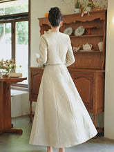 Load image into Gallery viewer, Apricot Linen Slip Dress with Crew Neck Coat