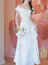 Load image into Gallery viewer, Off Shoulder Ruffle White Dress