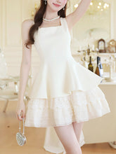 Load image into Gallery viewer, White Lace Ruffle Balletcore Midi Prom Dress