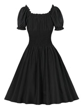 Load image into Gallery viewer, Black Ruffles Off Shoulder 1950S Vintage Swing Dress