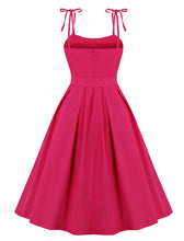 Load image into Gallery viewer, Rose Solid Color Spaghetti Strap 1950S Vintage Dress