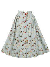 Load image into Gallery viewer, 1950S Green Floral High Wasit Pleated Swing Vintage Skirt