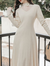 Load image into Gallery viewer, White Lace Top and V Neck  Knit Sweater Dress 1950S Vintage Dress Suits