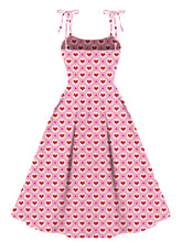 Load image into Gallery viewer, Sweet Love Heart Print  Spaghetti Strap 1950s Vintage Swing Dress