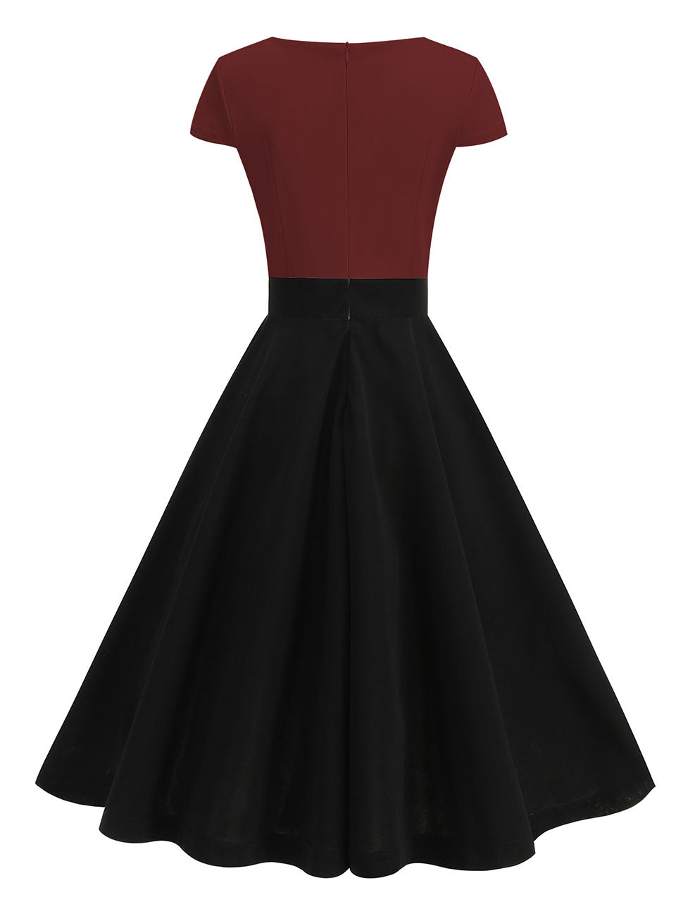 Pink and Black V Neck Cap Sleeve Swing 1950S Vintage Dress, Red / XL Pink and Black V Neck Cap Sleeve Swing 1950S Vintage Dress, Red / XL