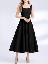 Load image into Gallery viewer, Red Satin V Neck Sleeveless Classic 1950S Vintage Sweet Party Dress