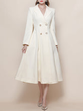 Load image into Gallery viewer, White Vintage Style Double Breasted Trench Dress Coat