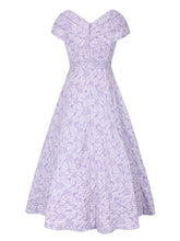 Load image into Gallery viewer, Lavender 3D Rose Vintage Pleated V-Neck Swing Dress