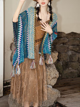 Load image into Gallery viewer, 2PS Brown Lace Strap Dress With Bohemia Cardigan Suit