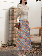Load image into Gallery viewer, 2PS White Peter Pan Collar Sweater And White Straight Skirt Vintage outfit