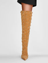 Load image into Gallery viewer, Yellow High Heel Pointed Toes Luxury Rivet Boots Shoes