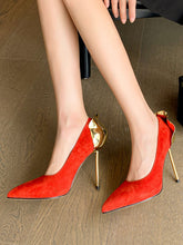 Load image into Gallery viewer, Red Stiletto Heel Vintage Shoes For Women