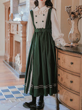 Load image into Gallery viewer, Dark Green Fake 2-Piece Vintage Preppy Vintage Dress