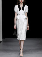 Load image into Gallery viewer, White V Neck Short Sleeve 1940S Bodycon Vintage Dress