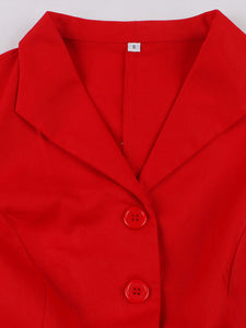 Red V Neck Short Sleeve Cap Sleeve 1950S Vintage Dress