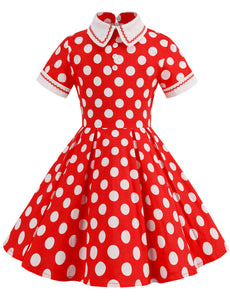 Kids Little Girls' Dress Polka Dots Peter Pan Collar 1950S Dress With Pockets